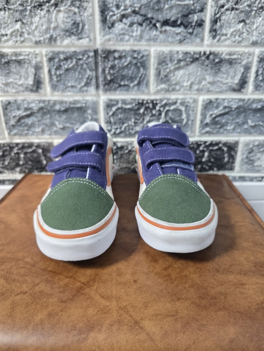Vans Kids Multi-Color Low-Top Skate Sneakers with Hook-and-Loop Straps Size 3.0 - Picture 8 of 8